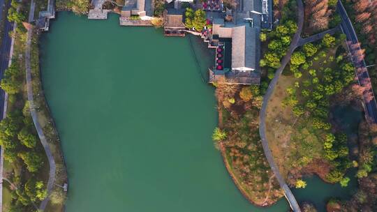 杭州市湘湖老虎洞景区春色航拍