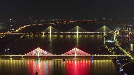 武汉长江二桥与二七长江大桥夜景