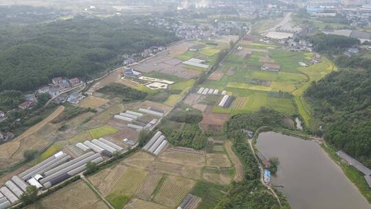 航拍农耕种植稻田农田