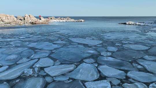 北戴河海天一色海冰航拍