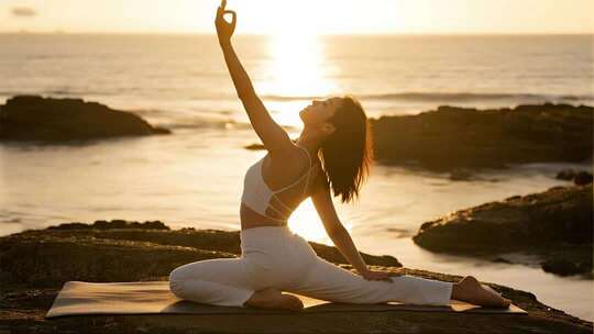 海边瑜伽健康生活方式视频