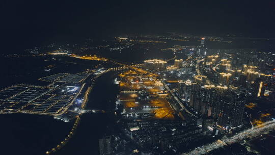 4k航拍深圳市区福田夜景