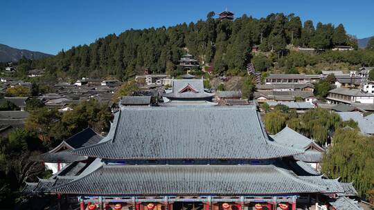 丽江古城木府景区航拍