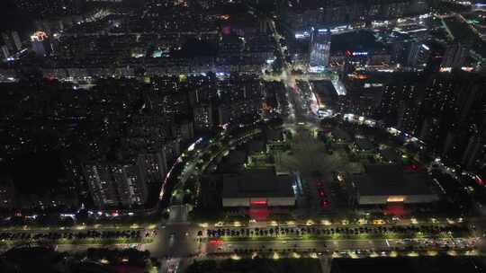 江门城市道路夜景城市建筑风光夜晚道路交通