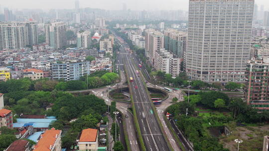 航拍城市道路风景