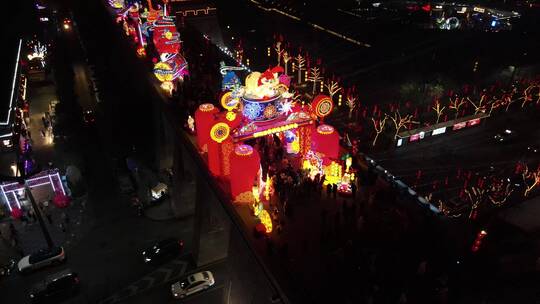 西安南门城墙过年花灯表演7视频素材模板下载