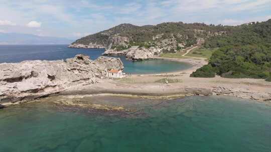 大岩石，海滩，海岸，海浪