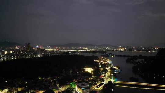 广东肇庆星湖国际湿地公园岩前村夜景