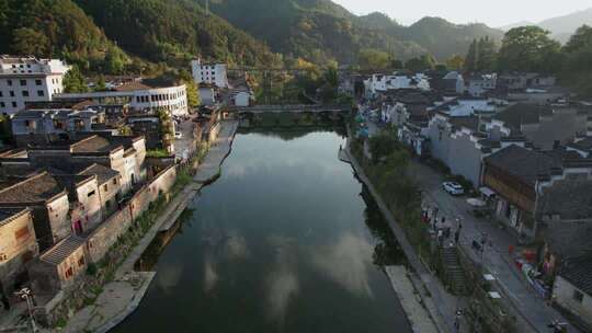4k景德镇瑶里古镇水乡航拍全景