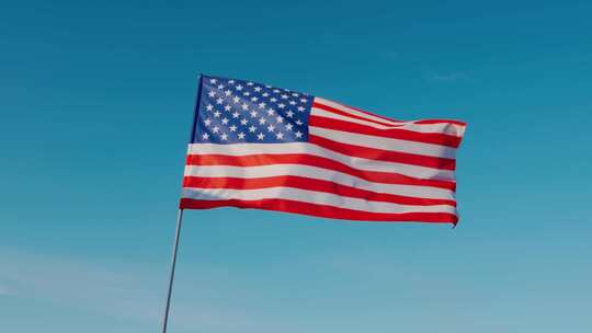 蓝天映衬下的美利坚合众国旗帜
