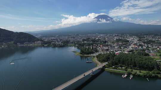 日本富士山附近的山梨县富士河口湖景观