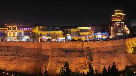 喀什古城夜景航拍