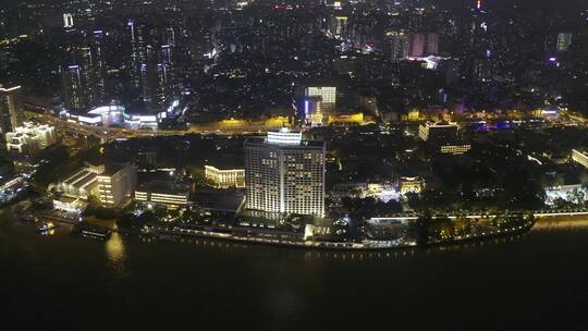 荔湾沙面夜景航拍