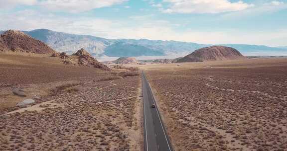 航拍山脉道路交通