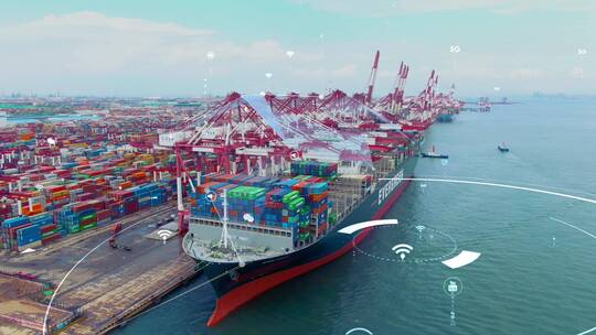 港口码头集装箱物流-科技港口智慧物流视频素材模板下载