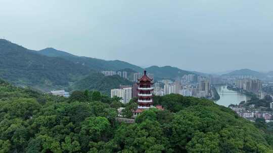 三明市麒麟山公园航拍麒麟山公园鸟瞰