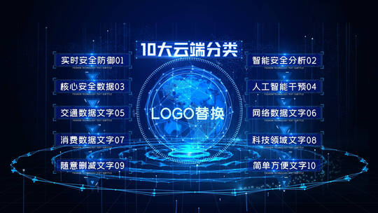 蓝色科技地球文字字幕LOGO分类AE视频素材教程下载