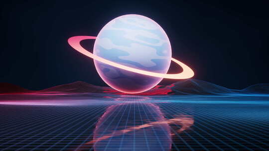 科幻3D抽象未来线条星球