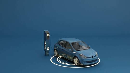 新能源汽车充电的概念动画3d渲染