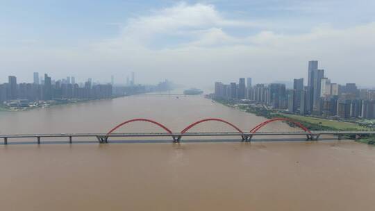 湖南长沙湘江福元路大桥航拍视频素材模板下载