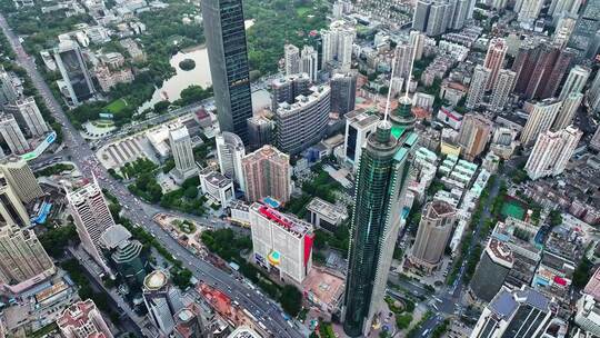 深圳罗湖CBD京基地王大厦日落航拍