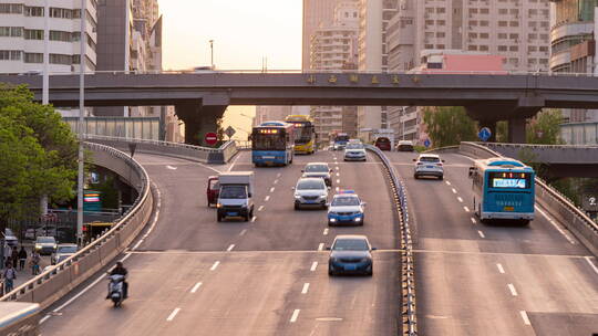 兰州街道2城市车流延时摄影