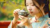 少女品茗茶香醉人 茶道与茶文化 喝茶品茶高清在线视频素材下载