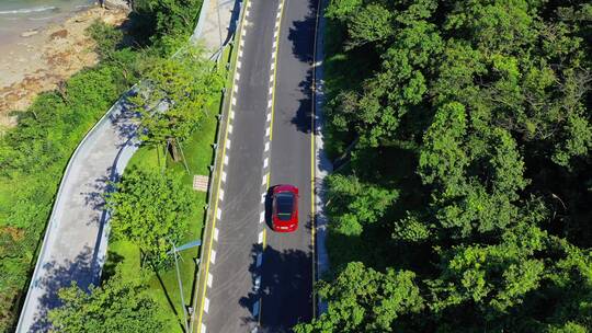 沿海环岛公路自驾游汽车航拍视频