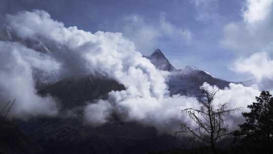 西藏南迦巴瓦峰 雪山云朵 延时加速