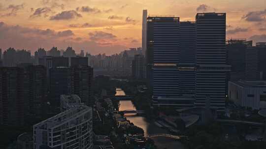 上海城市日落