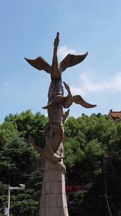 湖南衡阳雁城城市地标大雁雕塑4k视频