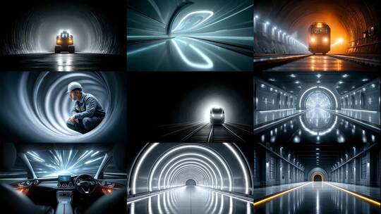 穿梭隧道光影交错科技未来感十足高清在线视频素材下载