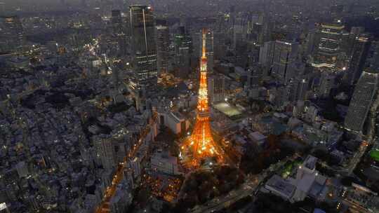 亚洲繁华城市夜景日本东京铁塔旅游旅行景点