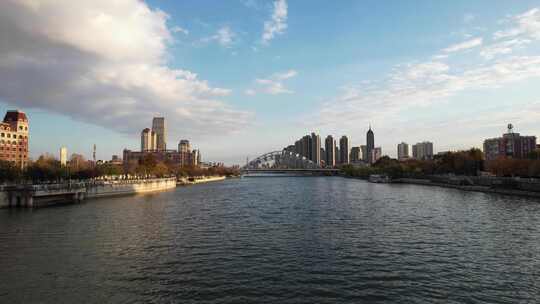 天津海河风景线城市天际线建筑风光航拍