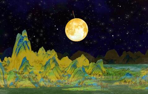 AE模板3D风格《千里江山图》8K宽屏