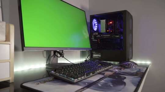 电脑主机桌面绿幕视频素材模板下载