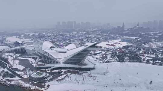 青岛西海岸金沙滩雪景国际啤酒城雪景