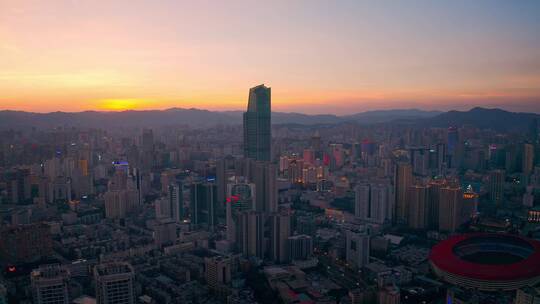 昆明市中心夜景航拍