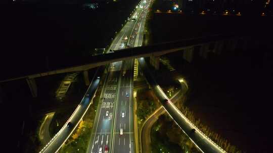 杭州萧山区市心北路立交桥夜景视频素材