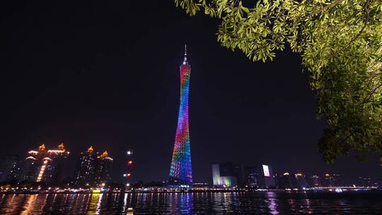 广州小蛮腰珠江夜景延时视频素材