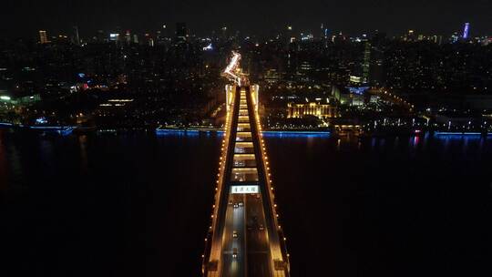 上海卢浦大桥夜景4K航拍原素材