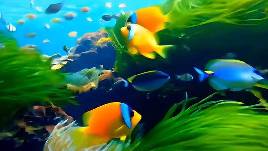 海洋深海海底水下生物珊瑚礁鱼群生态高清在线视频素材下载