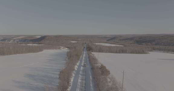 中国北方冰雪道路自驾航拍