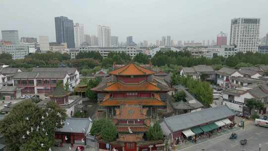 济宁东大寺航拍 带飞鸟 古建筑视频素材模板下载