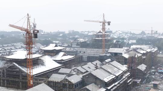 江南雪景古镇雪景浙江盐官古城