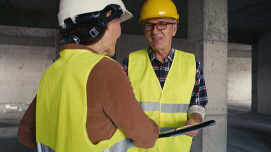 建筑工人，建筑工地，握手，建筑师