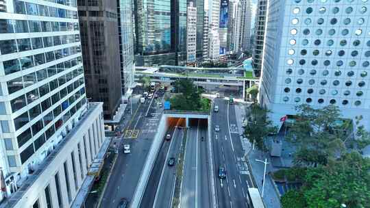 香港街道交通车流航拍夏悫道路马路车辆行驶