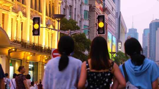 上海市南京东路逛街购物旅游人群行人人流游