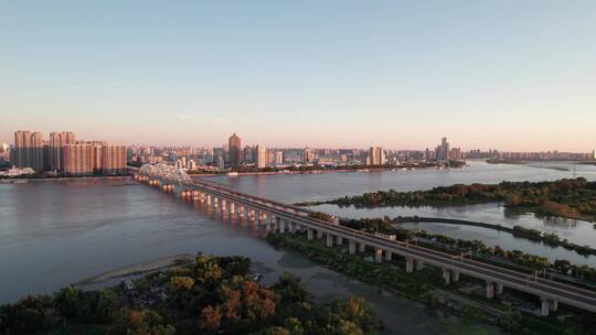 哈尔滨松花江铁路桥航拍