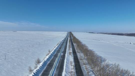 穿越草原的高速公路国道汽车白毛风风吹雪视频素材模板下载